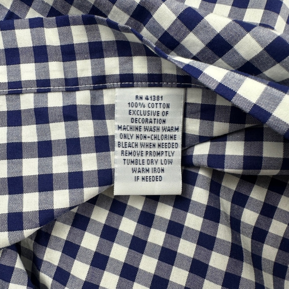 Ralph Lauren Mens Navy Gingham Check Short Sleeve Cotton Button Down Shirt Large - Picture 8 of 8